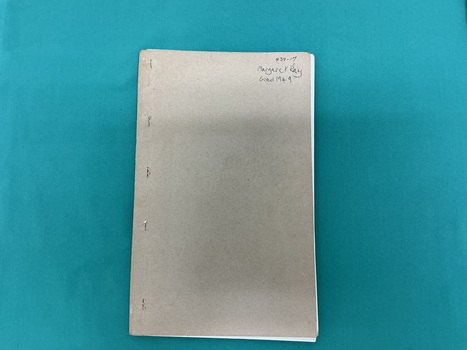Foolscap cover with writing at top right of cover