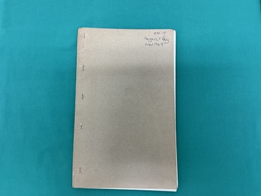 Foolscap cover with writing at top right of cover