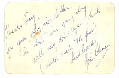 Thank you card, 1954