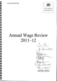 Booklet, Annual Wage Review 2011-12, 01/06/2012