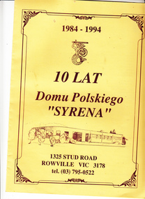 program for 10th anniversary of Dom Polski Syrena