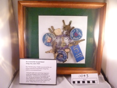 Souvenir - Keys, Grand Hotel, Vung Tau, framed, 1969 (Exact)