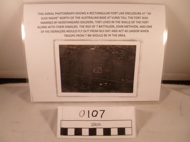 A reprinted black and white Photograph of an area with a small rectangle area in the middle