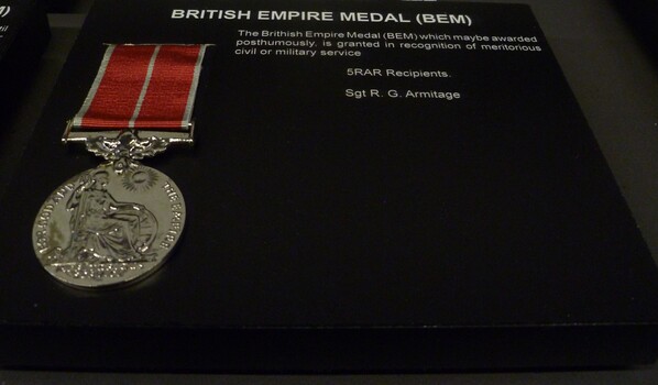 A Replica British Empire Medal (BEM) for Sgt R.G. Armitage