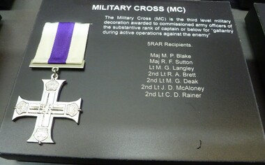 Medal, Replica Military Cross (MC) for 5RAR Recipients.