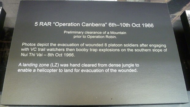 Poster, Information Board - 5RAR "Operation Canberra" 6th-10th Oct 1966