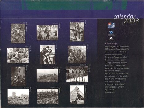 Back of the Australian War Memorial Calendar 2003