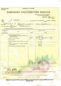 Australian Customs: Passenger's Unaccompanied Baggage