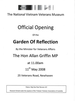 Official Opening of the Garden of Reflection at the NVVM 