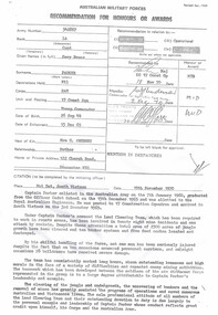 Australian Military Forces: Recommendation For honours and Awards: Capt. Gary Bruce Parker