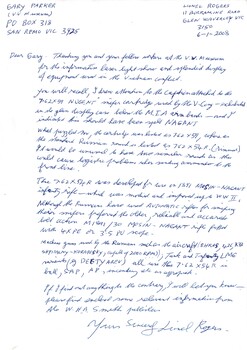 A letter to Gary Parker from Lionel Rogers