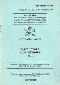 Australian Army: Instructors Aide-Memoire, 1971