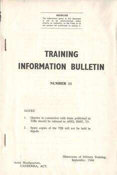 Army Headquarters: Training Information Bulletin, Number 11