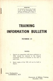 Army Headquarters: Training Information Bulletin, No. 13