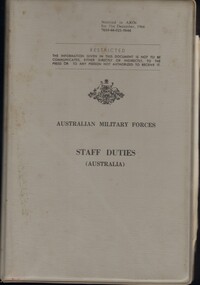 Booklet, Australian Army, Australian Army: Staff duties, 1966 (3 copies), 1966