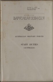 A grey coloured plastic cover with black writing on it. There is the Australian Coat Of Arms in the middle of the cover. 