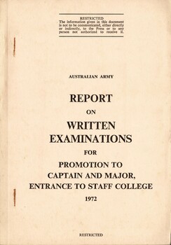 Report On Written Examinations For Promotion Co Captain And Major, Entrance To Staff College