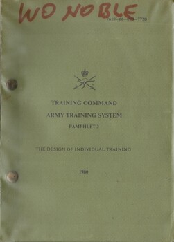 Australian Army:Training Command, Army Training System Pamphlet 3: The Design Of Individual Training, 1980