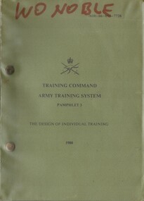 Australian Army:Training Command, Army Training System Pamphlet 3: The Design Of Individual Training, 1980