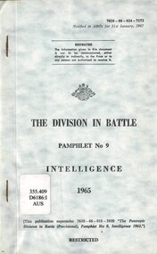Australian Army: The Division in Battle, Pamphlet No. 9: Intelligence, 1965