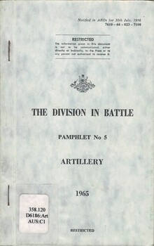 Australian Army: The Division In Battle, Pamphlet No. 5: Pamphlet No. 5, Artillery, 1965
