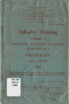 Infantry Training, Volume 1, Infantry Platoon Weapons, Pamphlet No. 2: Fieldcraft