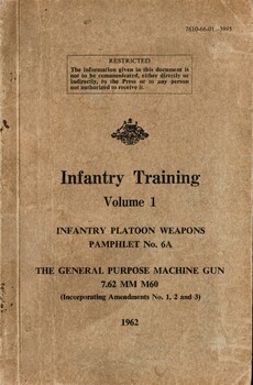 Infantry Training, Volume 1, Infantry Platoon Weapons, Pamphlet No. 6A: The General Purpose Machine Gun, 7.62mm M60