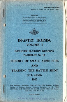 Australian Army: Infantry Training, Volume 1, Infantry Platoon Weapons, Pamphlet No. 12: Theory of Small Arms Fire and Training the Battle Shot (All Arms), 1967