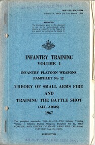 Australian Army: Infantry Training, Volume 1, Infantry Platoon Weapons, Pamphlet No. 12: Theory of Small Arms Fire and Training the Battle Shot (All Arms), 1967