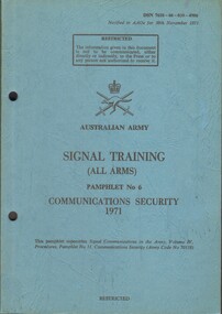 Australian Army: Signal Training (All Arms) Pamphlet No. 6: Communications Security, 197