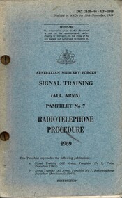 Australian Military Forces, Signal Training (All Arms): Pamphlet No. 7: Radiotelephone Procedure, 1969