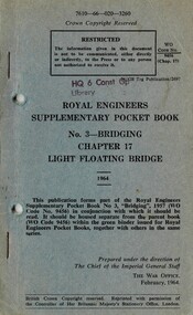 Royal Engineers Supplementary Pocket Book: No. 3 - Bridging: Chapter 17: Light Floating Bridge 1964 