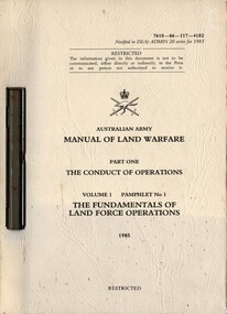 Australian Army: Manual of Land Warfare, Part One: The Conduct of Operations