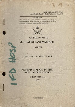 Manual of Land Warfare, Part One: Volume.1, Pamphlet No.6