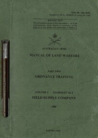 Australian Army: Manual of Land Warfare, Part Two:Ordnance Training Volume 2, Pamphlet No.2: Field Supply Company