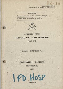 Manual of Land Warfare, Part 1, Volume 1 Pamphlet No. 4: Formation Tactics