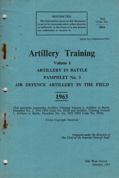 Artillery Training, Volume 1: Artillery In Battle, Pamphlet No.3: Air Defence Artillery In The Field