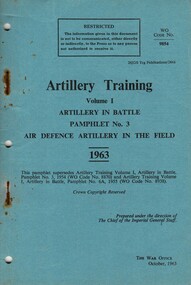 Artillery Training, Volume 1: Artillery In Battle, Pamphlet No.3: Air Defence Artillery In The Field