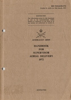 Australian Army: Booklet For Supervisor Aerial Delivery