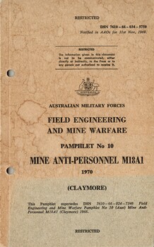 Field Engineering And Mine Warfare, Pamphlet No. 10: Mine Anti-personnel M18A1