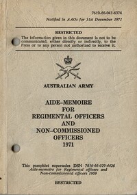 Aide-Memoire For Regimental Officers And Non-Commissioned Officers