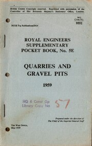 Royal Engineers Supplementary Pocket Book, No. 5E: Quarries And Gravel Pits 1959