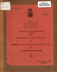 Comprehensive List of component Parts (illustrated) for Ordnance, B.L. 5.5in. MK.3 or 4 on Carriage, 5.5in, or 4.5in. GUN, MK. 1/1 or 2/1