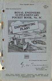 Royal Engineers Supplementary Pocket ook No. 5C: Earthmoving Plant