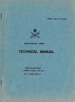 Australian Army: Technical manual: 5985-00-497-8554 Antenna Group, RC-292 TM 11-5820-348-15