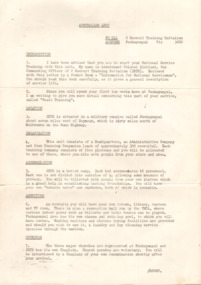 Four page proforma letter from Commanding Officer Lieutenant Colonel K. H. Kirkland, 2n. Recruit Training Battalion Puckapunyal