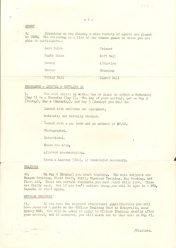 Four page proforma letter from Commanding Officer Lieutenant Colonel K. H. Kirkland, 2n. Recruit Training Battalion Puckapunyal