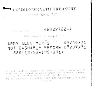 Document, Army Allotments Cheque Stubs