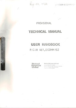 Provisional Technical Manual User Handbook: Radio Set, E.COMM/S2