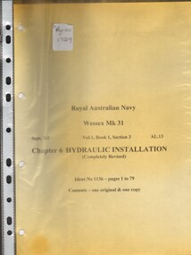 Manual, Royal Australian Navy, Wessex Mk31: Chapter 6, Hydraulic installation, Sept. 1963, 1963